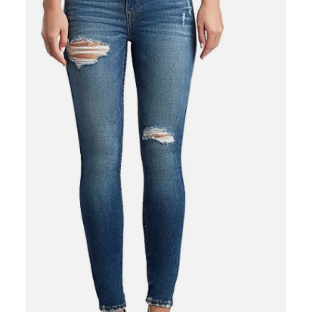True Religion Blue Skinny Jeans with Distressed Details